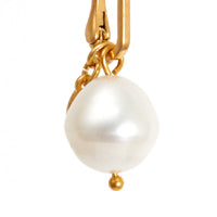 Clare V. Baroque Pearl Mini Hoop Earrings & Vintage Gold