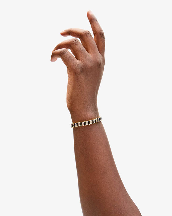 Baguette Checker Bracelet on wrist