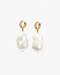 Baroque Pearl Earrings close up