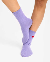 Cashmere Crew Socks on fig