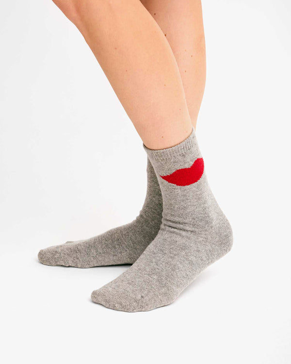 Cashmere Crew Socks on fig