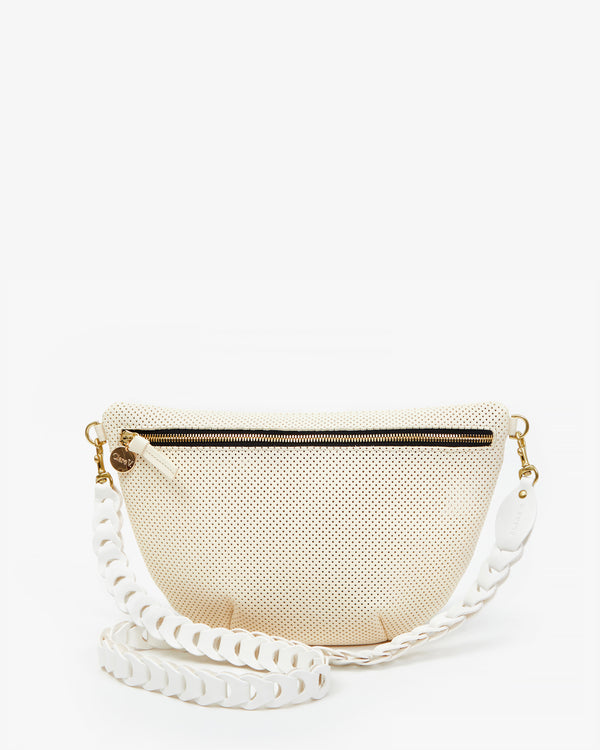 Cream Veg Link Crossbody Strap on the Cream Perf Grande Fanny