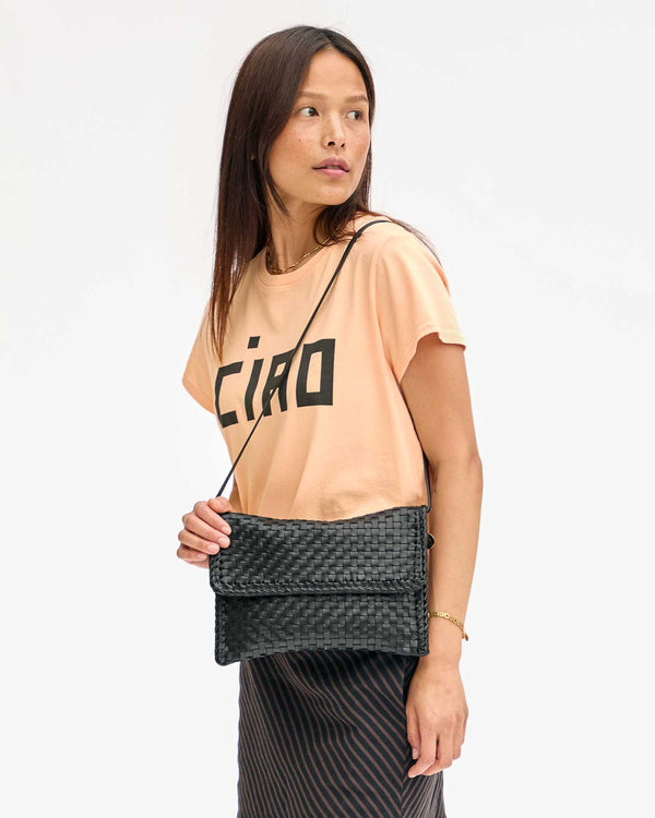 Envelope Clutch as shoulder