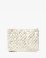 Cream Puffy Woven Flat Clutch w/ Tabs