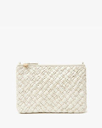 Cream Puffy Woven Flat Clutch w/ Tabs