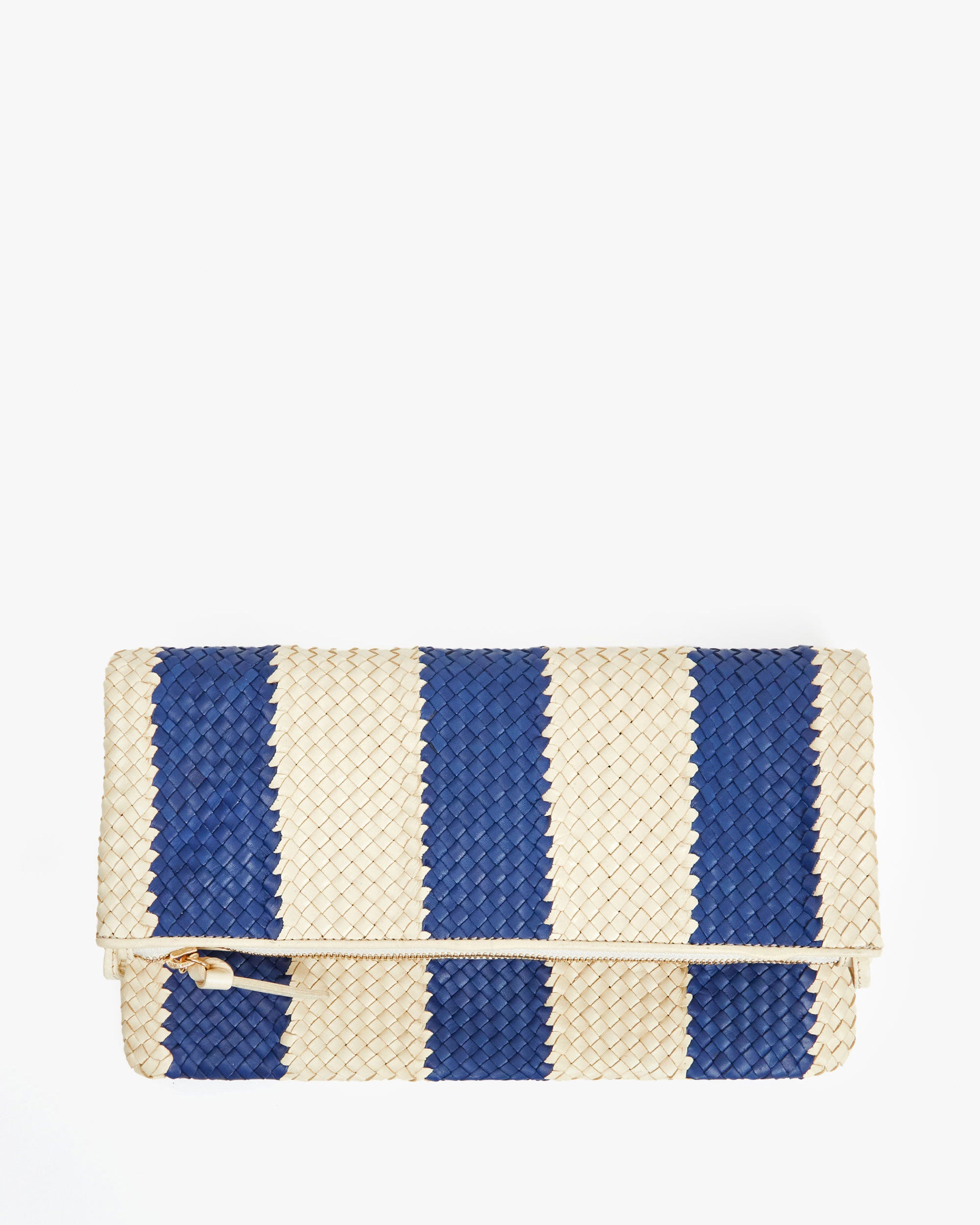 Stripped Two Tone Straw Clutch Crossbody Bag - Magnetic Cl (784442)