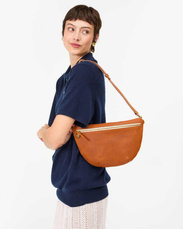 Nike wearing the Cuoio Perf Grande Fanny as a shoulder bag