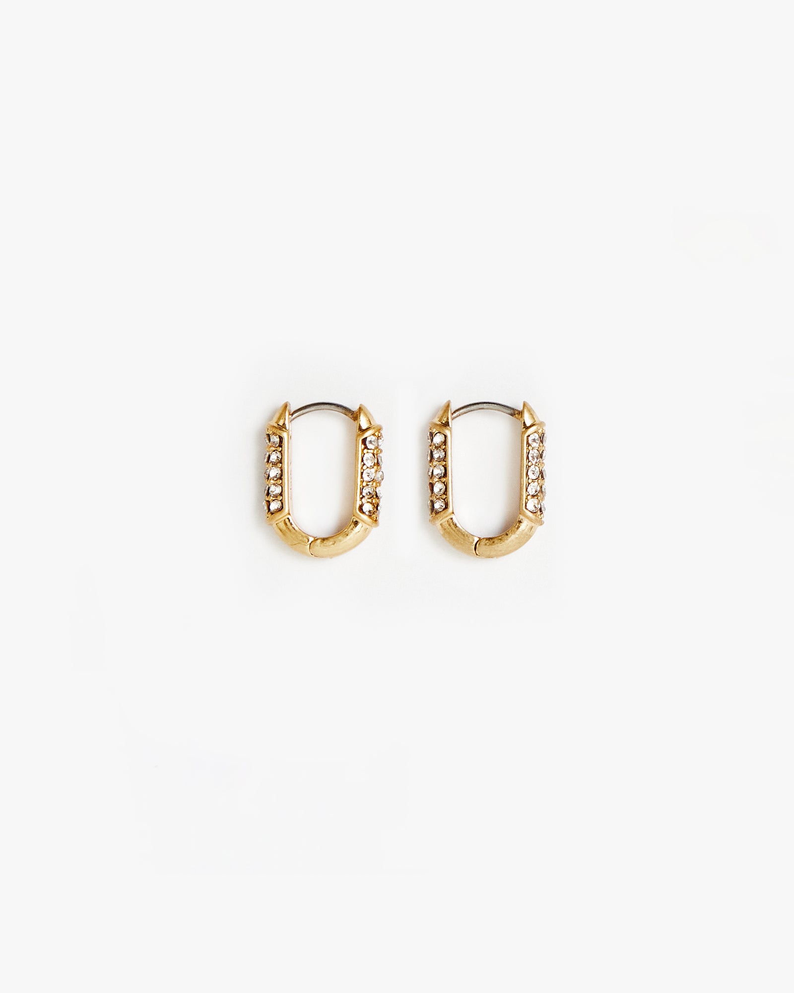 Le Link Huggie Earrings in Clear and Vintage Gold