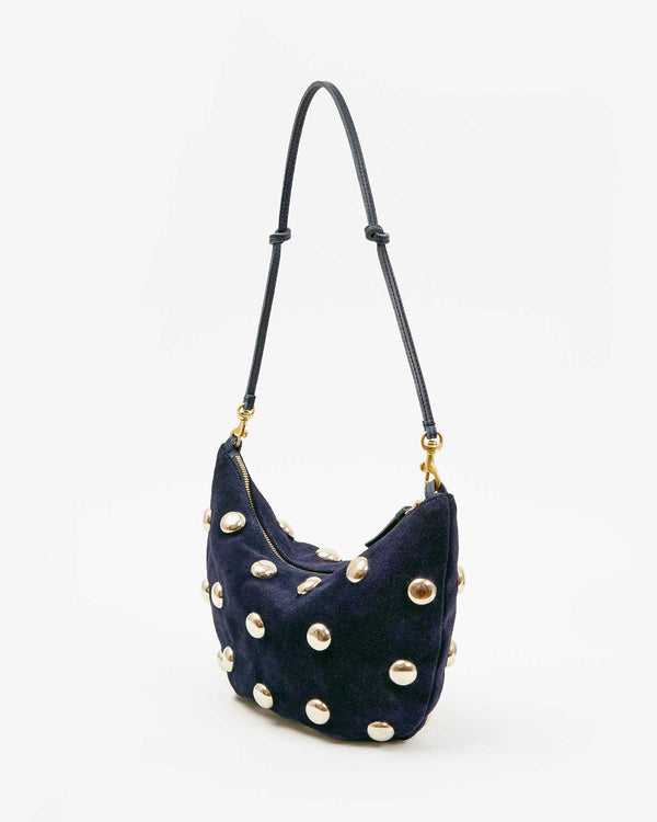 Lune in Navy Suede w Studs - Side View