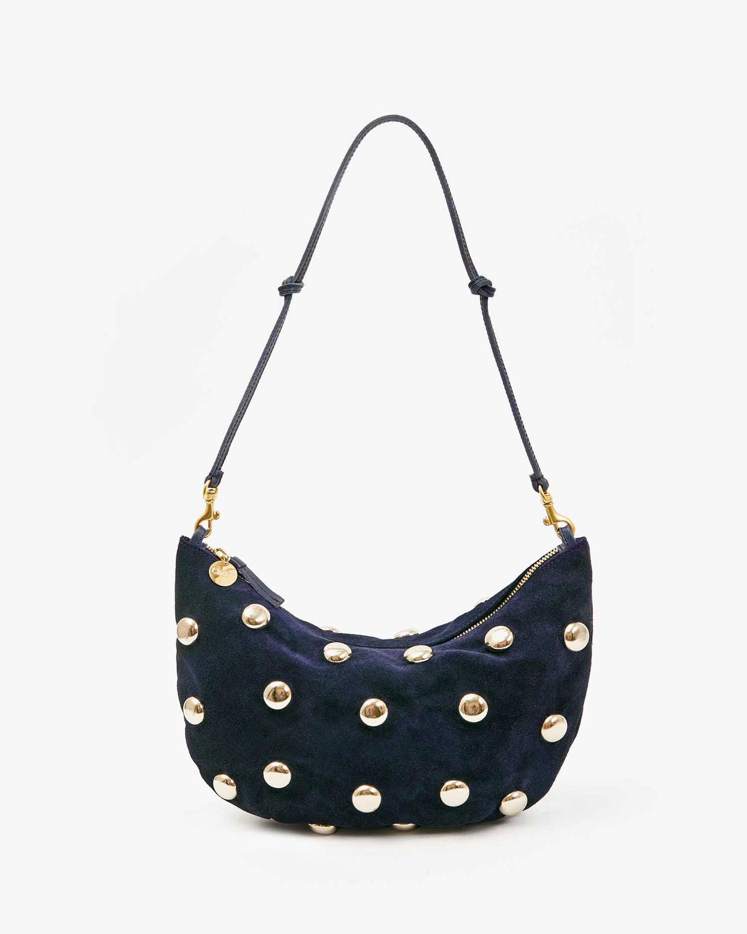 Lune in Navy Suede w Studs - Front View