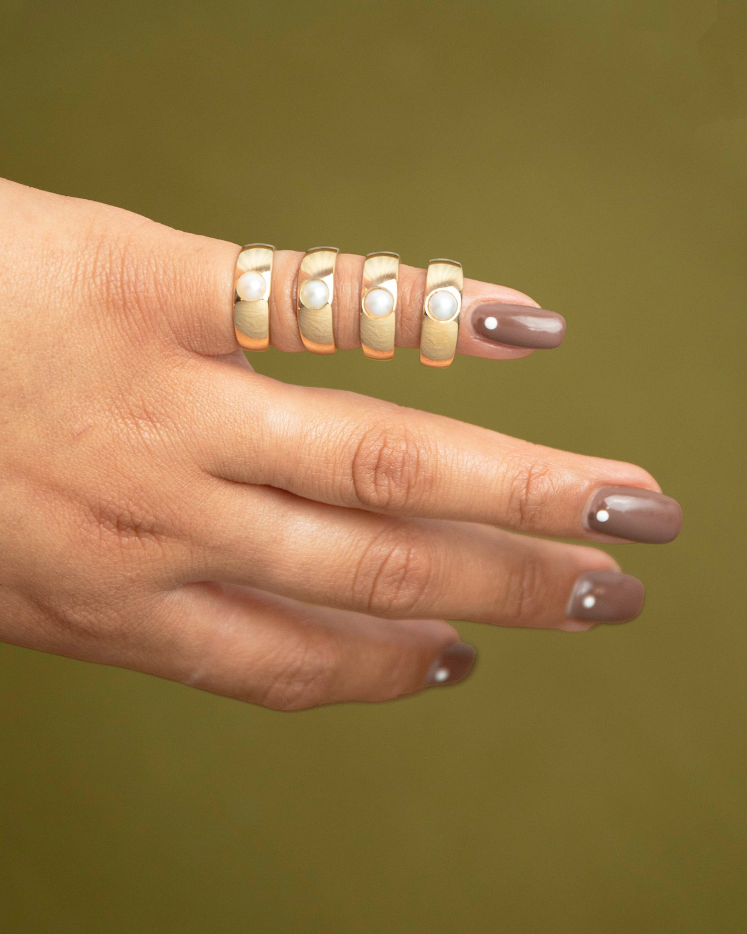 Maya Brenner Perla Ring on hand stacked