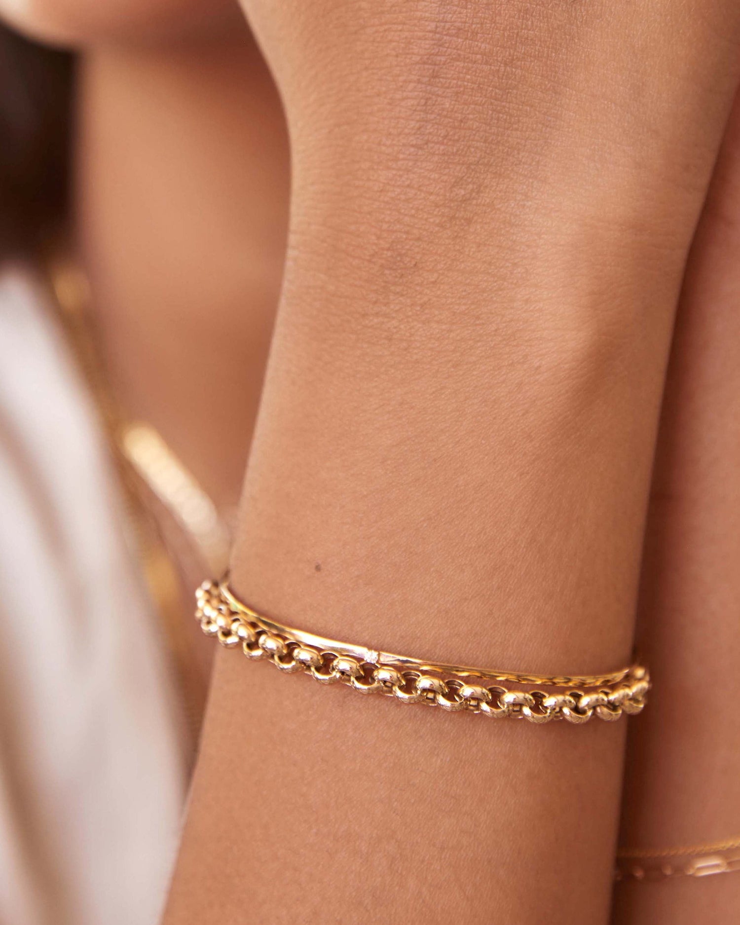 Maya Brenner Rolo Bracelet on wrist