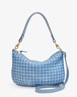 Moyen Messenger in Light Blue Woven Checker