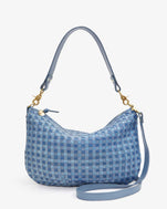 Moyen Messenger in Light Blue Woven Checker