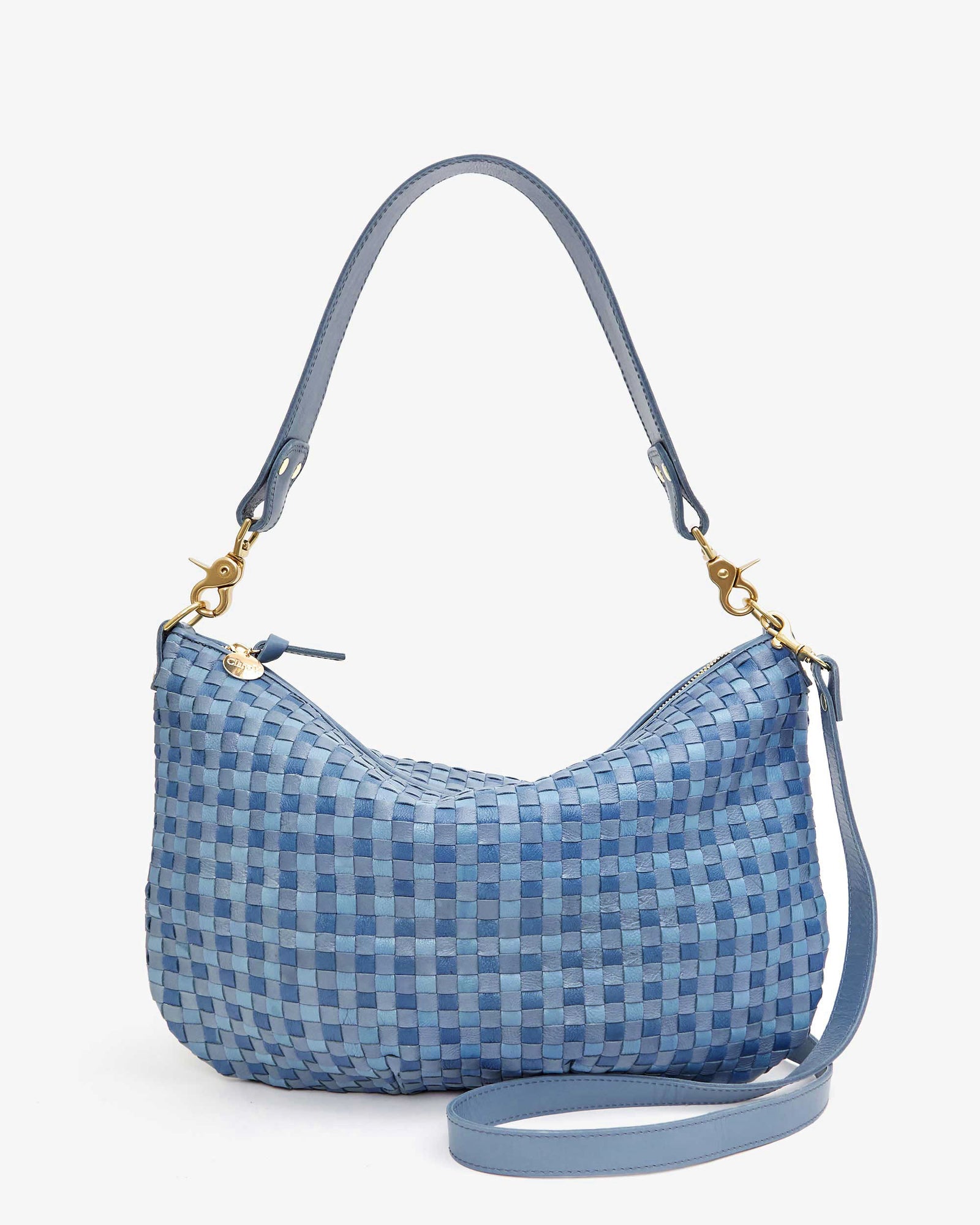 Moyen Messenger in Light Blue Woven Checker