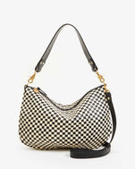 Moyen Messenger in Black and Cream Woven Checker