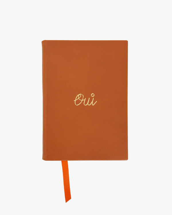 Notebook in Cuoio Veg with Embossed Oui - Front View