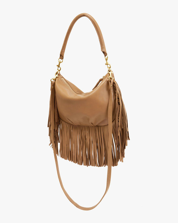 Petit Moyen Fringe shown with crossbody strap