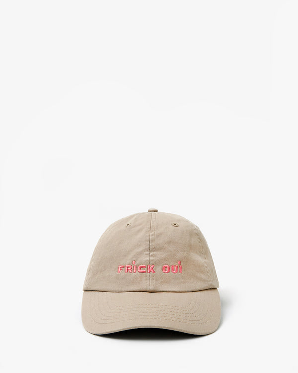 Baseball Hat in Khaki with Embroidered Frick Oui - Front View