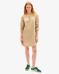 Front View of Khaki St Martin Dress on Haley