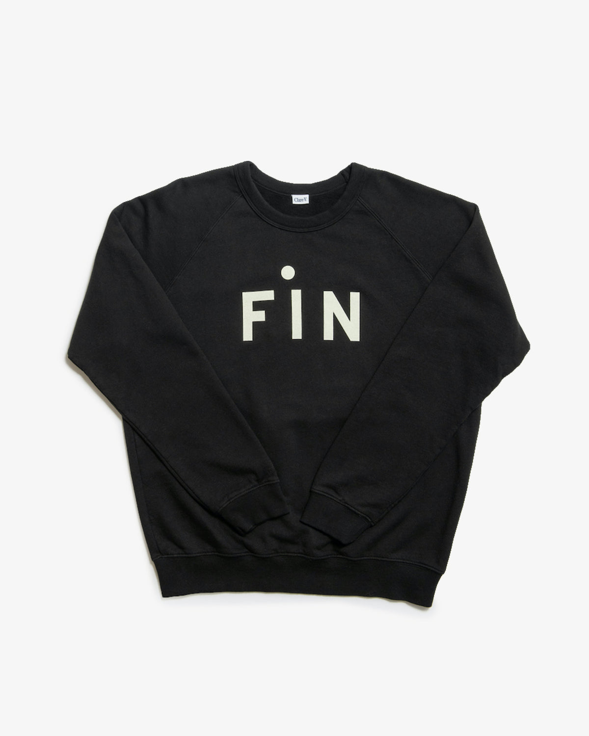 Sweatshirt with the word Fin on it. 