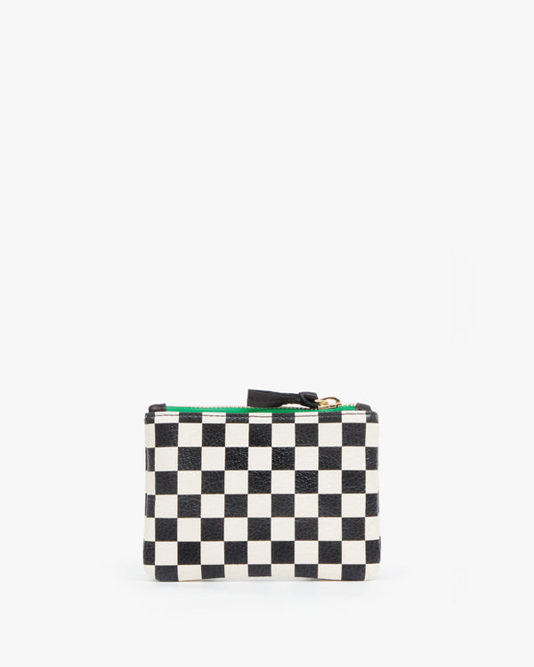 Back flat of the Black & White Checkers Coin Clutch