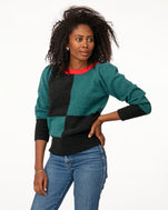 Mecca in jeans and the Black and Deep Sea Marielle Sweater