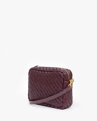 Back Flat of the Plum Woven Zig Zag Midi Sac