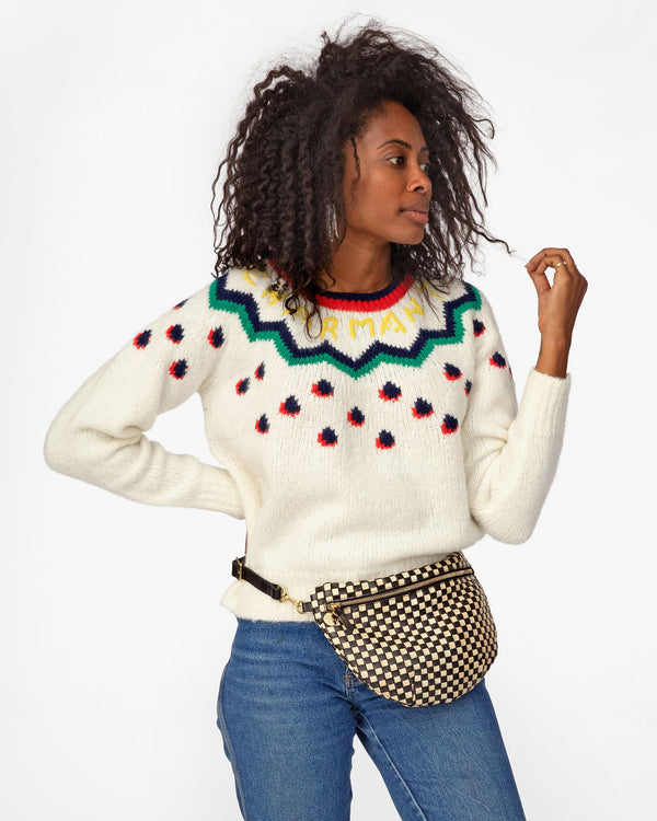 Mecca wearing the Cream Multi Fair Isle Ragland Sweater