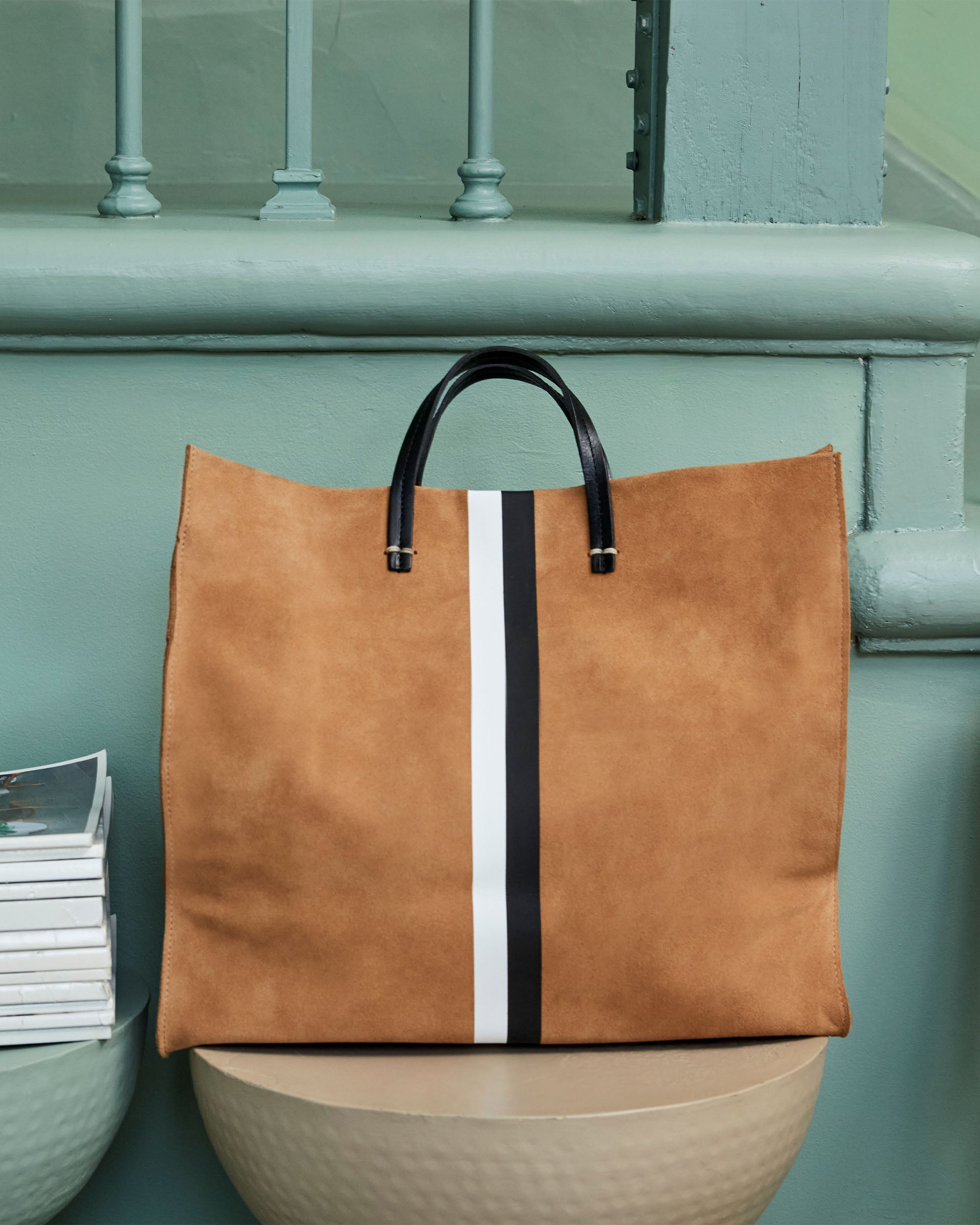 Clare v simple woven leather online tote